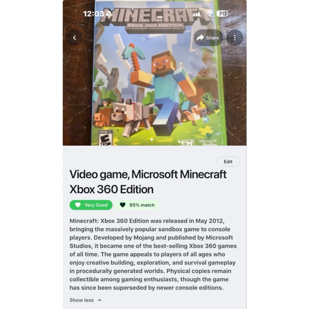 Unisex Microsoft Minecraft Xbox 360 Edition Video Game One Size Green White